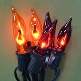 Halloween Flickering Flame String Lights – 12.8Ft, 10 Orange & Purple Bulbs with Black Wire, UL Certified Outdoor Décor