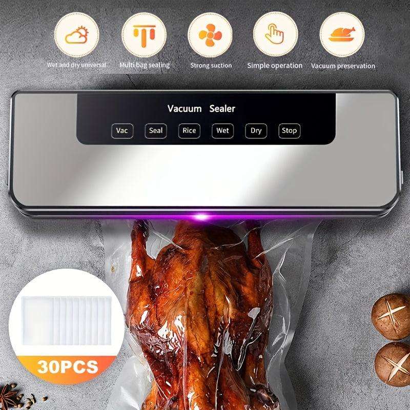 65 KPA Commercial Food Vacuum Sealer Machine Seal A Meal Food Saver System with 30 Free Bags, Dry/Moist Modes, 6-In-1 Sealing Machine for Food Storage & Sous Vide, Automatic Food Sealing Machine - PulinGO