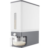 Large Capacity Rice Storage Dispenser – 25.4 lb Airtight Grain Container with Measuring Cup (Light Grey)