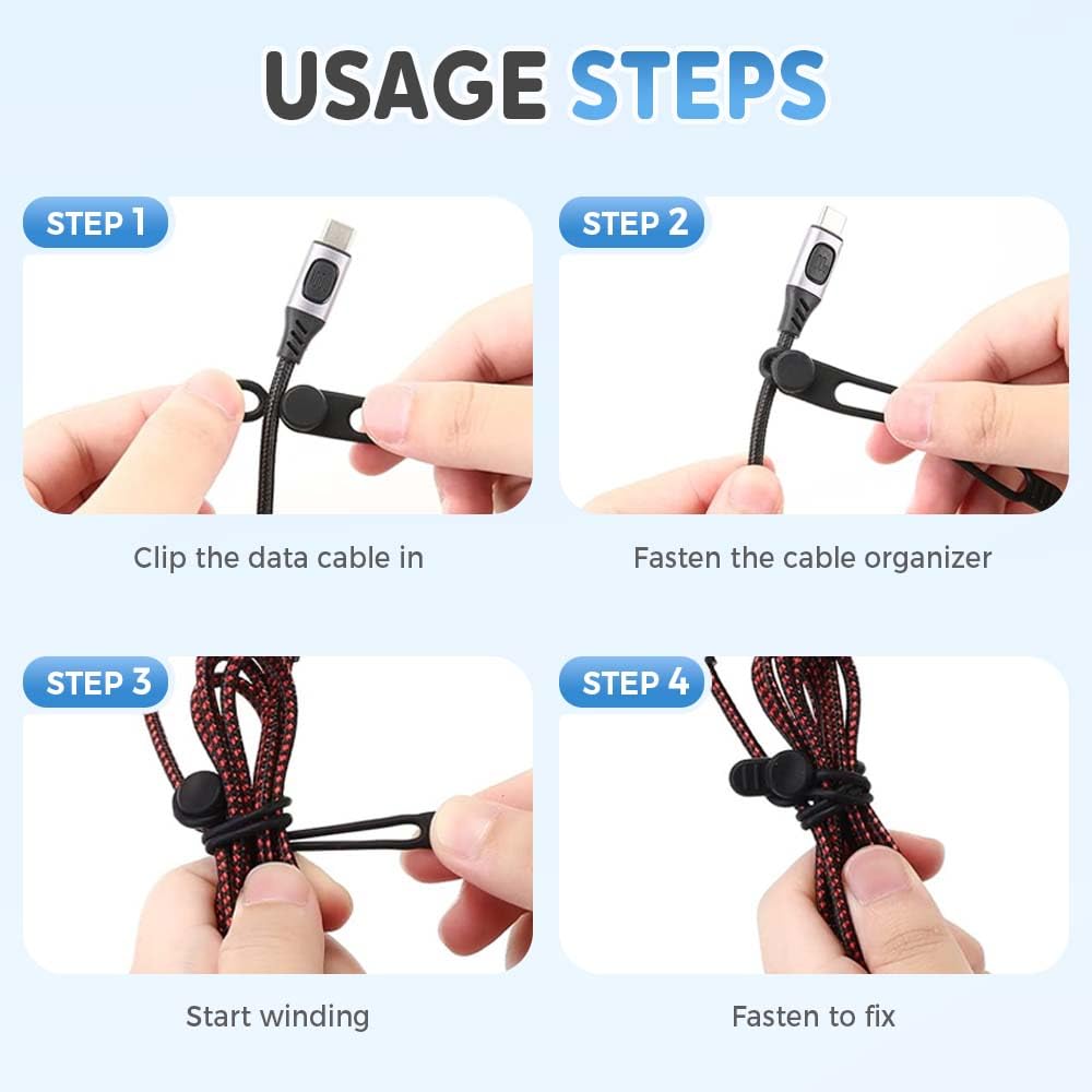 Reusable Silicone Cable Organizer Ties – Colorful 5-Pack Cord Management for Home, Office & Travel