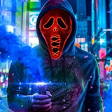 Red Skull Latex Halloween Mask – Full Head Horror Mask with Shroud, Breathable & Comfortable Scary Costume for Adults