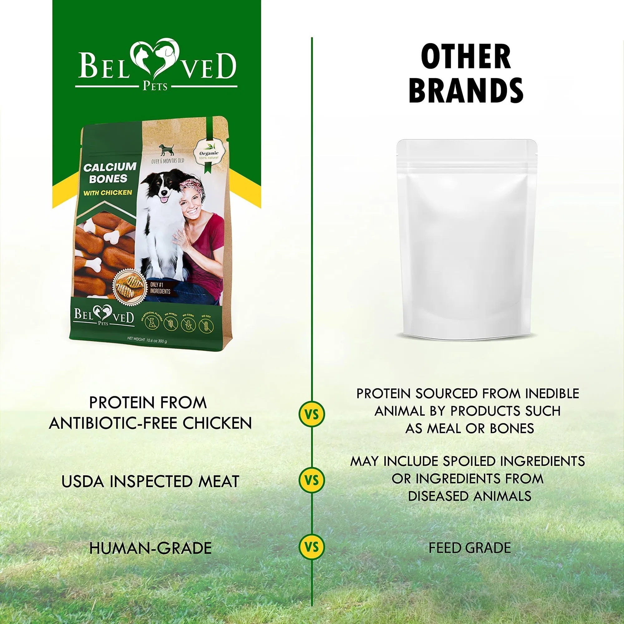 Dog Calcium Bones Wrapped with Chicken – Rawhide-Free Grain-Free Organic Chew Treats for Training & Healthy Teeth
