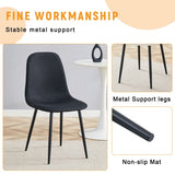 Luxury Simple Chair – Set of 4, Black Linen-Cotton Upholstered with Black Metal Legs