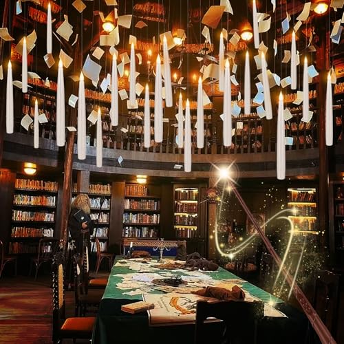 Floating Flameless LED Candle Set – 24 Ivory Hanging Candles with Remote Wand & Full Hanging Kit