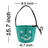Teal Pumpkin Halloween Trick-or-Treat Bucket with Blue LED Lights – Reusable Felt Candy Bag for Allergy-Friendly Treats