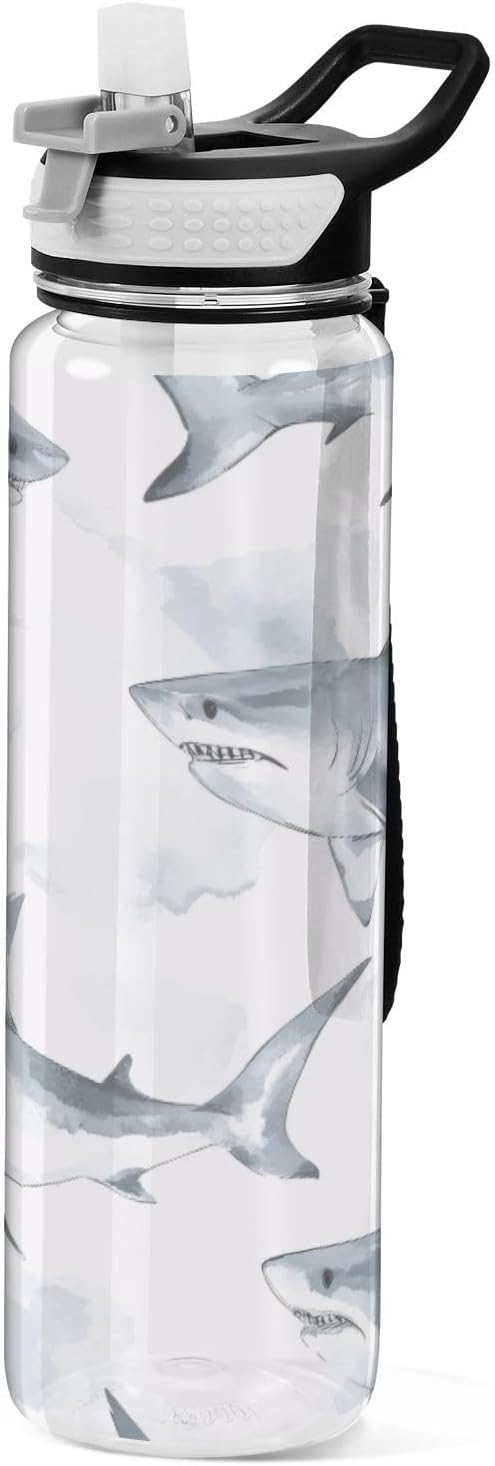32 oz Clear Bow Tritan Water Bottle with Straw and Carry Strap