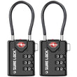 TSA Approved Cable Luggage Locks 2 Pack with Open Alert Indicator, 3 Digit Combination Travel Locks for Suitcases & Backpacks
