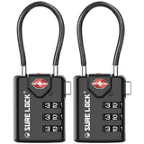 TSA Approved Cable Luggage Locks 2 Pack with Open Alert Indicator, 3 Digit Combination Travel Locks for Suitcases & Backpacks