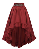 Red Renaissance Pirate Costume Set – 2-Piece Medieval Skirt & Blouse Outfit with Corset and PU Belt