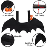 Halloween Bat Wings Costume with Pumpkin Bell for Cats and Small Dogs – Adjustable Pet Harness Outfit
