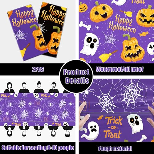 Halloween Tablecloth – Large 52x87" Plastic Table Cover for Spooky Indoor & Outdoor Party Decorations