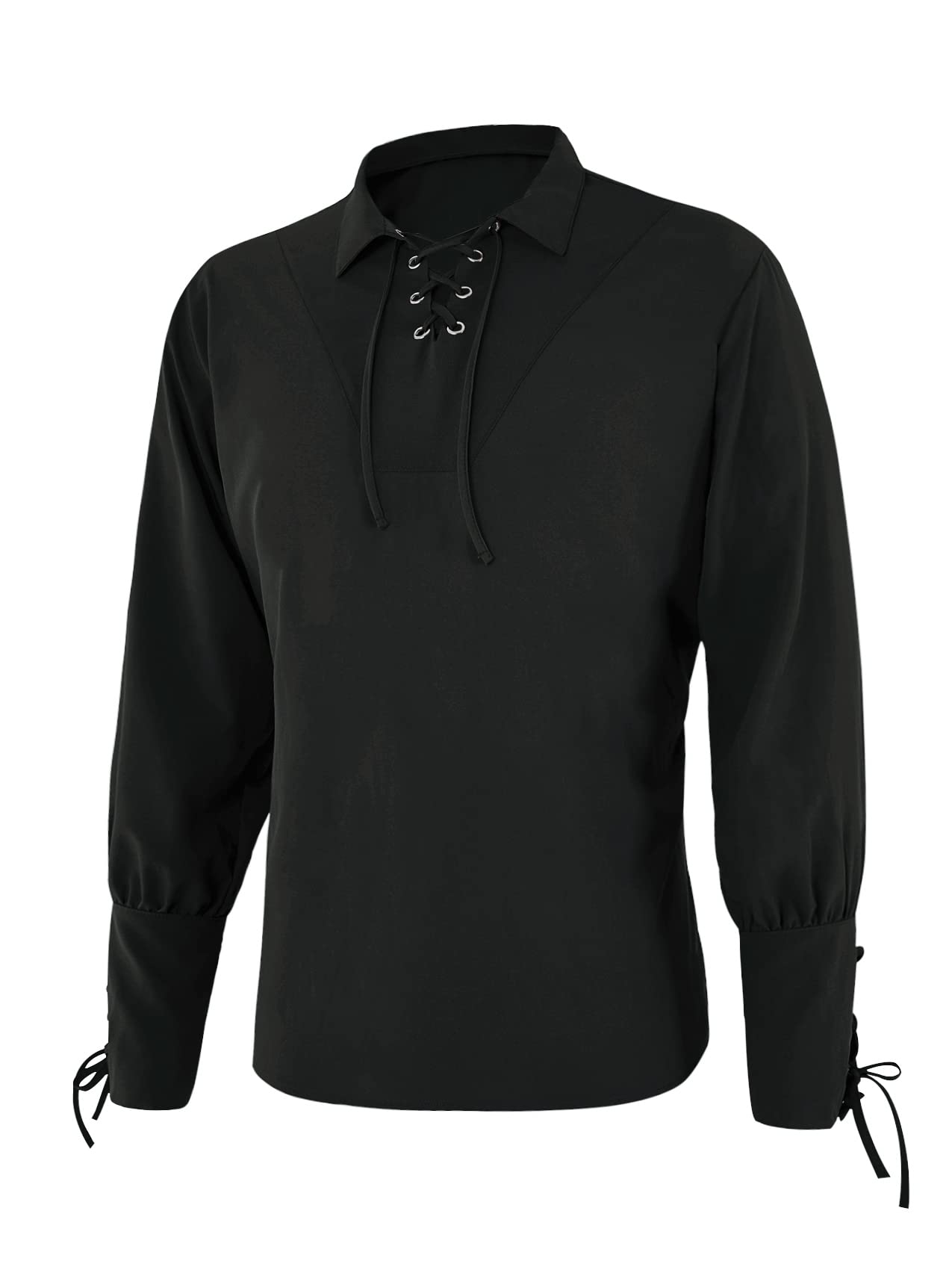 Black Pirate Renaissance Shirt – Lace-Up Medieval Long Sleeve Top for Men & Women ⚓🖤
