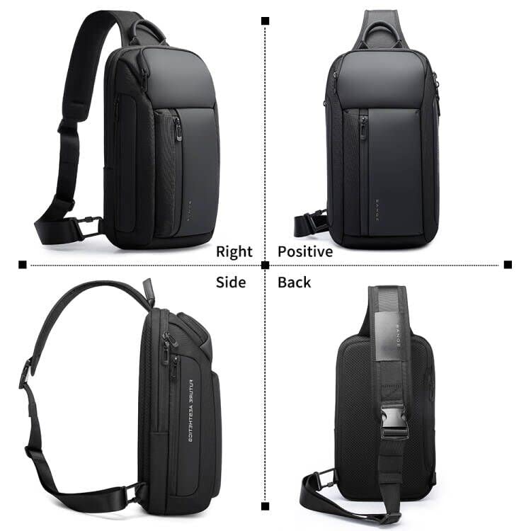 BANGE Waterproof Sling Bag for Men – Lightweight Crossbody Shoulder Backpack with Multi-Pocket Storage (Black)