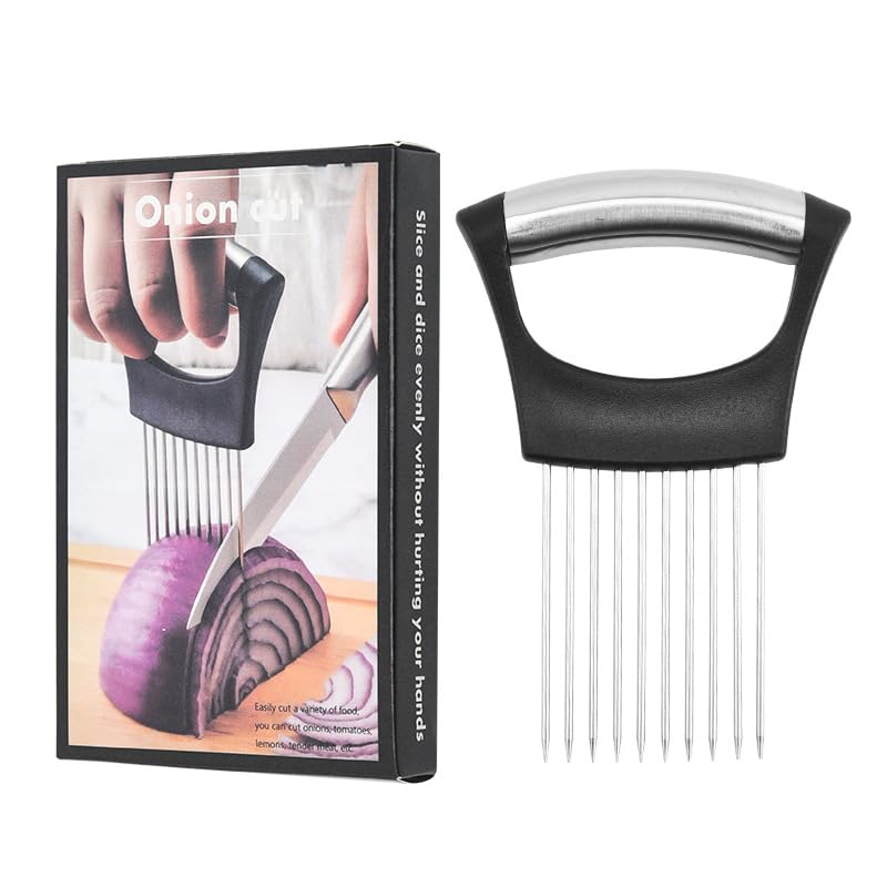 Ergonomic Stainless Steel Onion & Vegetable Holder Slicing Cutter Tool