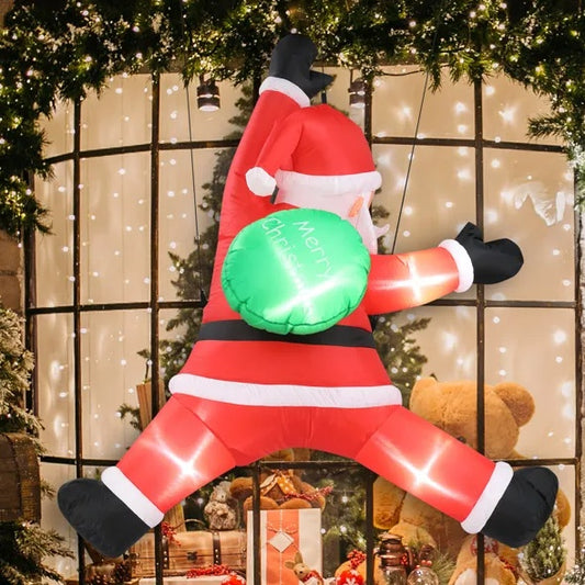 4.9‑Ft Lighted Hanging Santa Claus with Gift Bag – Inflatable Outdoor Decoration with Built‑in LED Lights