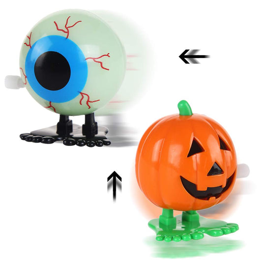 20 Pcs Halloween Wind-Up Toys Set – Jumping Ghosts, Skulls, Zombies & Eyeballs for Trick-or-Treat Bags and Party Favors (Black)