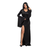 Morticia Addams Costume for Women – Long Black Gothic Dress with Wig & Choker (X-Large)