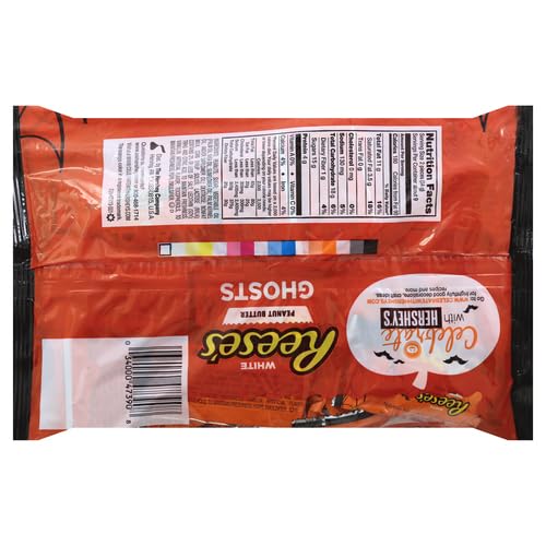 REESE’S White Creme Peanut Butter Ghosts – Snack Size Halloween Candy, 10.2 oz Bag