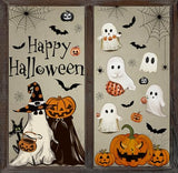 Vintage Halloween Window Clings – 6 Double-Sided PVC Sheets with Ghosts, Pumpkins, Cats & Bats