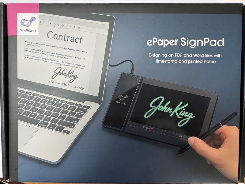 PenPower ePaper SignPad – Professional Digital Signature Pad with Timestamp & Enterprise Integration (Black)