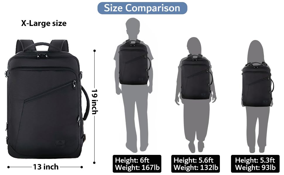 MATEIN 40–45L Expandable Carry-On Travel Backpack with Convertible Carry – Airline Approved – Black