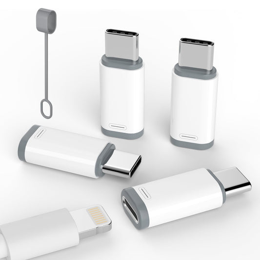 Lightning to USB-C Adapter 4 Pack Fast Charging & Data Sync Converter for iPhone 15/16/17 Pro Max, Samsung & Pixel – Aluminum Mini Connector