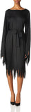 Wicked Witch Costume for Women – Classic Black Dress with Bell Sleeves & Waist Sash