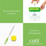 Catit Mini Flower Cat Water Fountain 1.5L with Triple Filtration, Ultra Quiet Pump & BPA-Free Compact Hydration System – Green