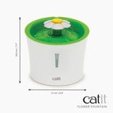 Catit Flower Cat Water Fountain 3L with Triple Action Filter, Ultra Quiet Pump & Multi-Flow Hydration System – BPA-Free Green Pet Fountain