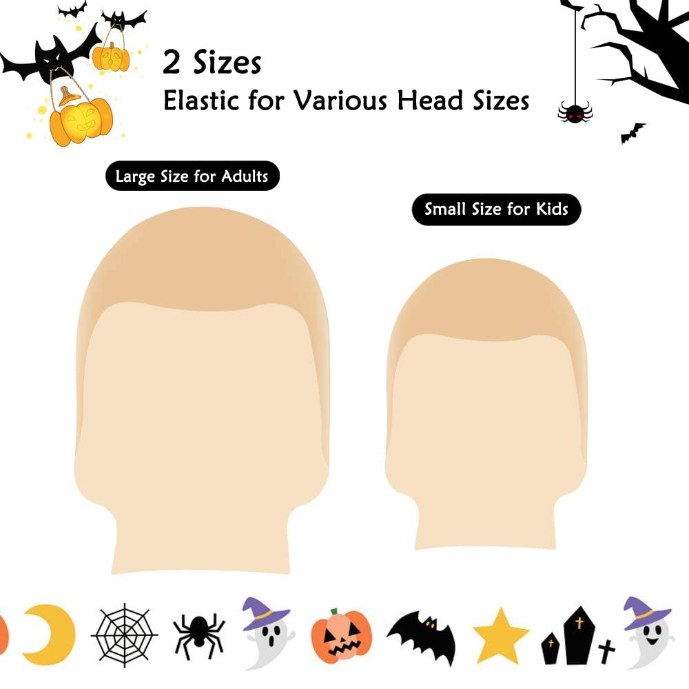 PACETAP 2 Pieces Bald Caps Makeup Latex Bald Caps Bald Head Wig Cap Halloween Makeup Blad Cap Cosplay Accessory for Kids Adults Teens (Small+Large size)