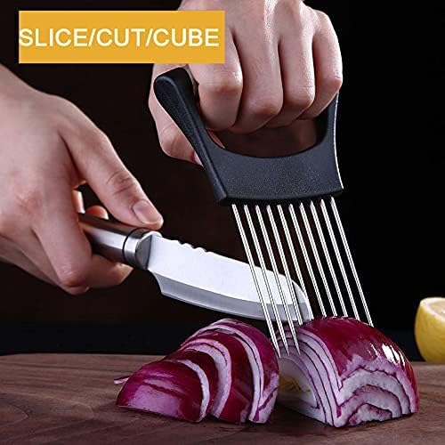 Ergonomic Stainless Steel Onion & Vegetable Holder Slicing Cutter Tool