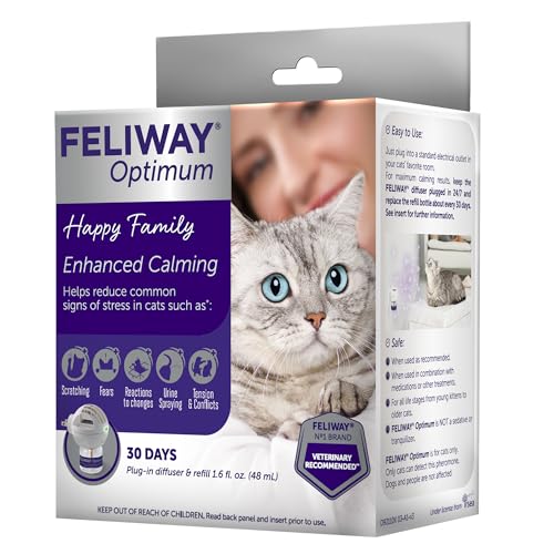 FELIWAY Optimum Cat Calming Diffuser with Advanced Pheromone Technology – Stress Relief Solution for Cats & Kittens (Up to 700 sq ft Coverage)