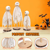 Rustic Wooden Ghost Trio – Farmhouse Halloween Decorations with BOO & Haunted Labels, 3 Sizes