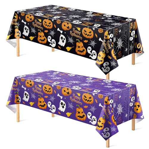 Halloween Tablecloth – Large 52x87" Plastic Table Cover for Spooky Indoor & Outdoor Party Decorations
