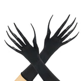Gothic Vampire Claw Gloves Set – 10pcs Long Finger Claws with Black Stretch Gloves for Halloween & Cosplay