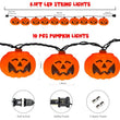 8.5FT Halloween Pumpkin Bat String Lights – 10 Orange Lanterns with Warm Glow & End-to-End Connection
