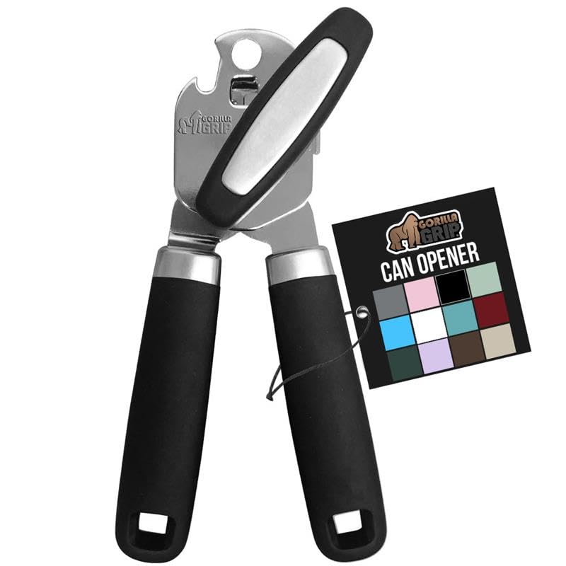 Heavy-Duty Stainless Steel Can Opener with Soft Grip & Bottle Opener