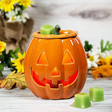 Halloween Wax Warmer – Pumpkin Orange Scented Wax Melt Burner by Scentsationals (Flameless, Safe & Festive Design)
