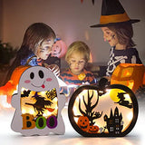Wooden Halloween Pumpkin & Ghost Lantern Set – Light-Up Table Decorations with Warm Glow