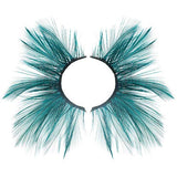 Dorisue Halloween eyelashes Double Lip Black with Green Big Extra Long Feather eyelashes Extra extension Halloween Green Feather Tip False Eyelashes Dance Halloween Costume