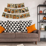 Vintage Halloween Banner – 20-Card Multicolor Garland with Retro Pumpkins, Cats & Skeleton Designs