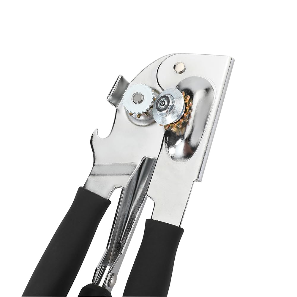 Heavy-Duty Manual Can Opener with Ergonomic Soft Handles & Easy-Turn Crank