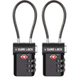 TSA Approved Cable Luggage Locks 2 Pack with Inspection Alert Indicator, 3 Digit Combination Travel Locks for Suitcases & Backpacks