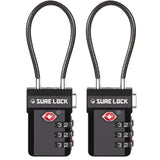 TSA Approved Cable Luggage Locks 2 Pack with Inspection Alert Indicator, 3 Digit Combination Travel Locks for Suitcases & Backpacks