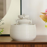 Modern Ceramic Tabletop Water Fountain – Minimal Zen Indoor Décor (White A170)