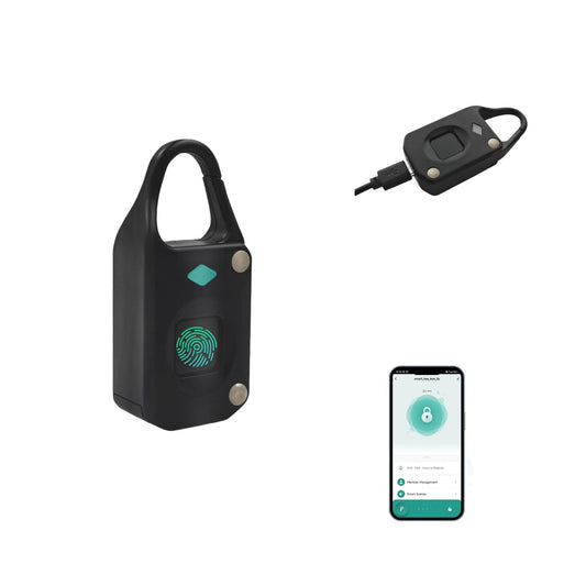 Bluetooth Fingerprint Smart Padlock with App Control, USB Rechargeable Biometric Lock for Gym Locker, Suitcase & Backpack