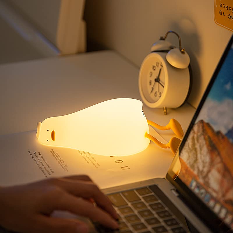 Cute Silicone Duck Night Light Rechargeable LED Dimmable Nursery Bedside Lamp for Kids & Baby Room