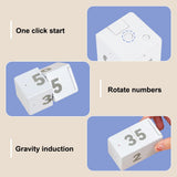 Pomodoro Timer Cube with Gravity Sensor, 10 Preset Flip Timers, Adjustable Volume & USB-C Rechargeable Design for Work, Study & Kitchen – White