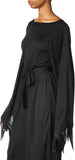 Wicked Witch Costume for Women – Classic Black Dress with Bell Sleeves & Waist Sash
