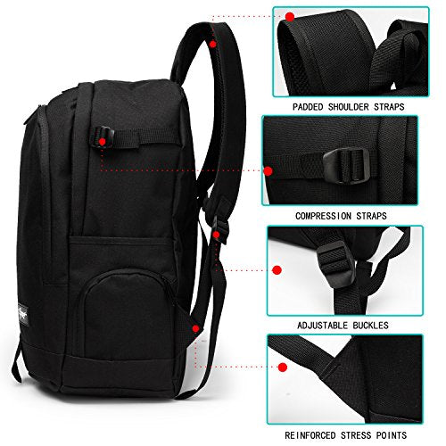 RICKYH Style Lightweight Backpack for Men & Women – Multi-Compartment College & Travel Daypack with Laptop Sleeve (Black)